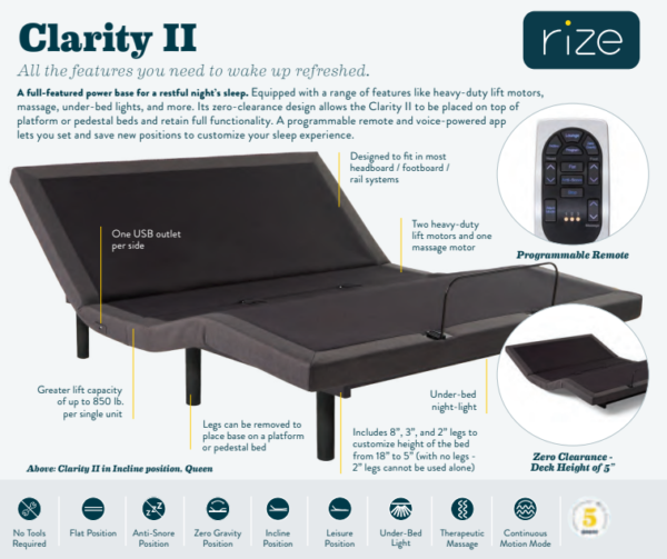 Rize Clarity ii Adjustable Base